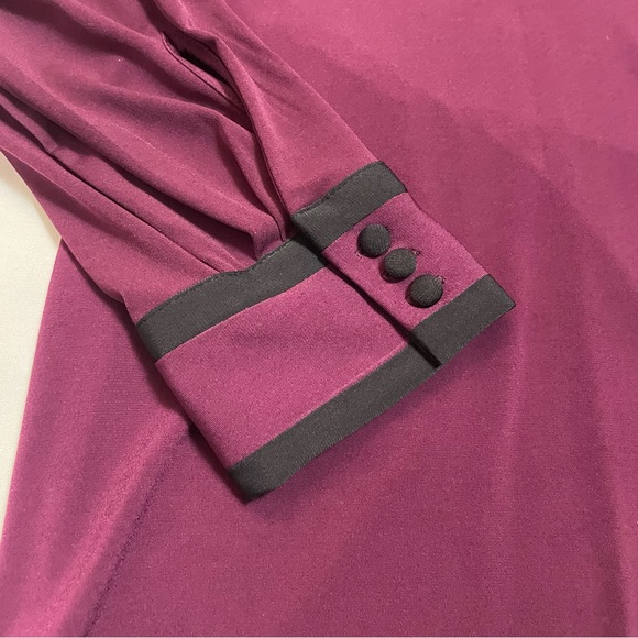 NWT New KARL LAGERFELD Splitneck Long Sleeve Button Purple Top Size XXS - Picture 11 of 16